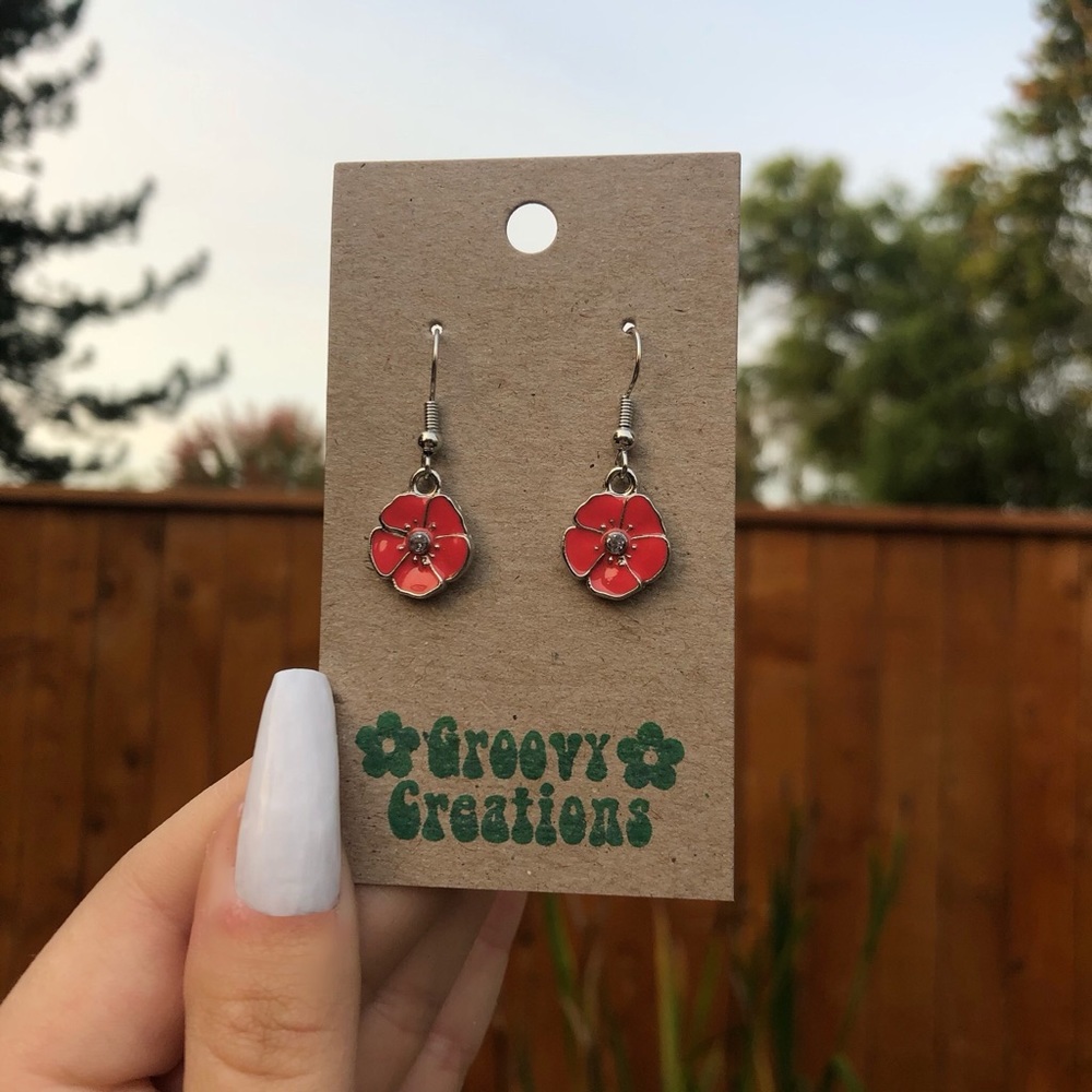 Red Flower Earrings